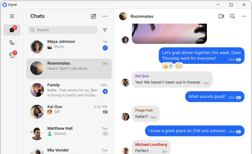 Signal 桌面版客户端下载与高清通话界面