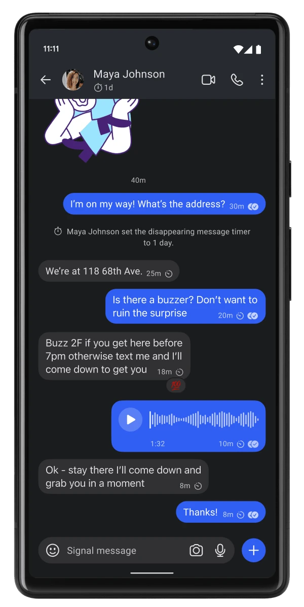 Signal 安全聊天与加密界面